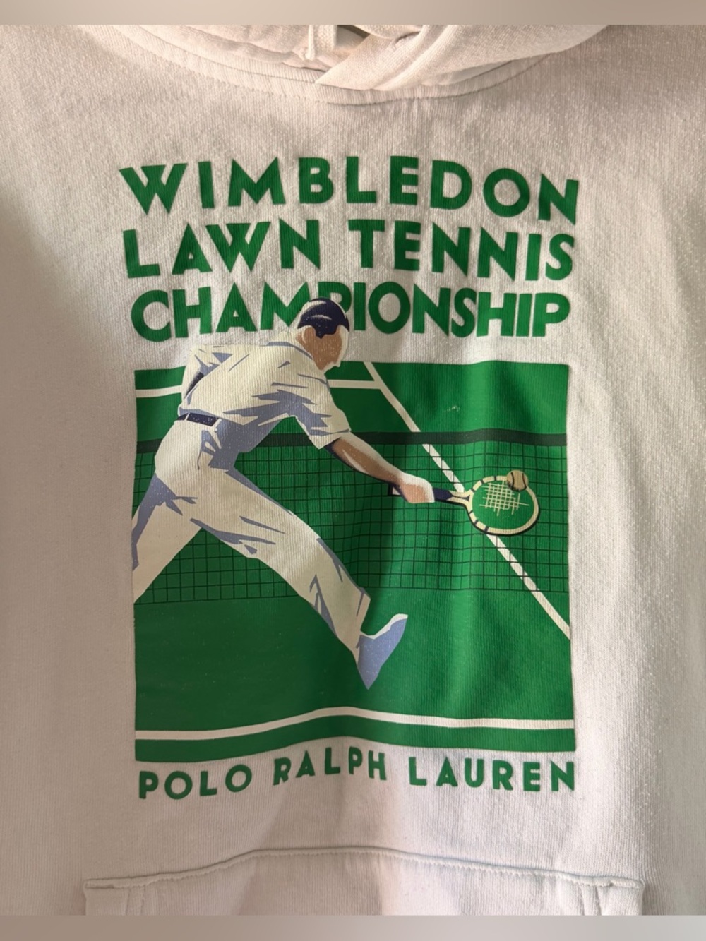 Polo Ralph Lauren Wimbledon Tennis Hoodie White Cotton Fleece Women’s S Pullover